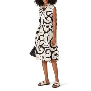 Marni Women's Black & White Cap Short Sleeve A-Line Dress Size 40 (US 10)